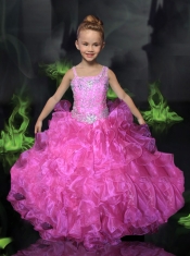 Purple Ball Gown Asymmetrical Floor-length Little Gril Pageant Dress