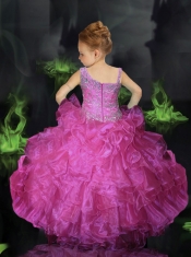 Purple Ball Gown Asymmetrical Floor-length Little Gril Pageant Dress