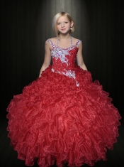 Royal Blue Ball Gown Straps Beading Little Gril Pageant Dresses