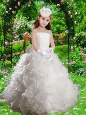 Sophisticated Spaghetti Straps A-Line 2014 Flower Girl Dress with Beading and Ruffles