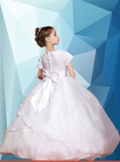 Sweet V-neck Ball Gown Little Girl Pageant Dresses with Embroidery