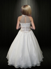 Wonderful A-line Halter Floor-length Little Girl Pageant Dress in Pink