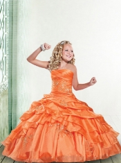 Wonderful Orange Little Girl Pageant Dress with Appliques and Ruffles for 2014