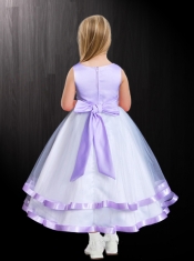 2014 Fashionable A-Line Scoop Flower Girl Dress with Lavender