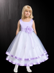 2014 Fashionable A-Line Scoop Flower Girl Dress with Lavender