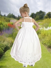 Ball Gown Halter Ankle-length 2014 Flower Girl Dress with Embroidery