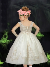 Ball Gown Off the Shoulder White Ball Gown Appliques Flower Girl Dresses