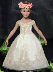 Ball Gown Off the Shoulder White Ball Gown Appliques Flower Girl Dresses