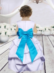 Ball Gown Scoop 2014 Flower Girl Dress with Bowknot in White