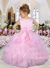 Ball Gown Scoop Hand Made Flowers Flower Girl Dresses in Lavender