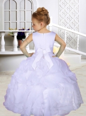 Ball Gown Scoop Hand Made Flowers Flower Girl Dresses in Lavender