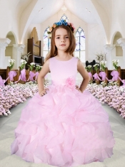 Ball Gown Scoop Hand Made Flowers Flower Girl Dresses in Lavender