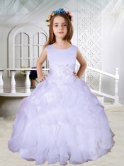 Ball Gown Scoop Hand Made Flowers Flower Girl Dresses in Lavender