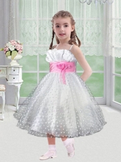 Beautiful A-Line Tea-length Flower Girl Dress with Bowknot for 2014