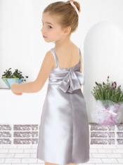 Beautiful Empire Straps Mini-length Ruching Flower Girl Dress in Silver