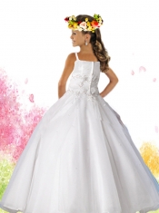 Beautiful White A-Line Floor-length Flower Girl Dresses with Embroidery