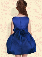 Classical Navy Blue Mini-length Scoop Navy Blue Flower Girl Dresses