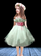 Elegant A-Line Straps Flower Girl Dress with Ruching Belt