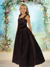 Elegant Sweetheart Floor-length Flower Girl Dress in Black