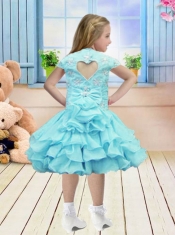 Fitted Light Blue A-Line V-neck Flower Girl Dresses For 2014
