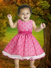 Organza Square Sleeveless Knee-length Flower Girl Dress with Bowknot