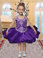 Sweet Ball Gown Straps Short Flower Girl Dresses in Purple
