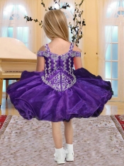 Sweet Ball Gown Straps Short Flower Girl Dresses in Purple