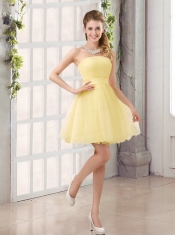 2015 A Line Belt Mini Length Dama Dress with Strapless