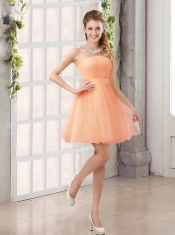 2015 A Line Belt Mini Length Dama Dress with Strapless