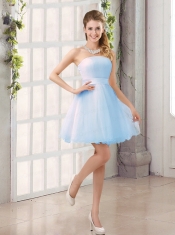 2015 A Line Belt Mini Length Dama Dress with Strapless