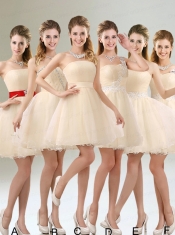 2015 Appliques Strapless A Line Mini Length Dama Dress
