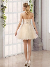 2015 Appliques Strapless A Line Mini Length Dama Dress