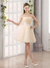 2015 Appliques Strapless A Line Mini Length Dama Dress