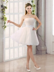 2015 Appliques Strapless A Line Mini Length Dama Dress