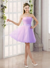 2015 Appliques Strapless A Line Mini Length Dama Dress