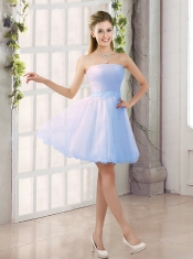2015 Appliques Strapless A Line Mini Length Dama Dress