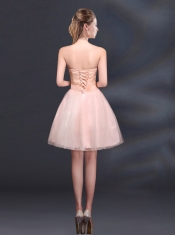 2015 Bowknot A Line Strapless Dama Dress with Lace Up