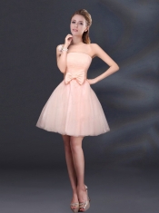 2015 Bowknot A Line Strapless Dama Dress with Lace Up