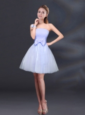 2015 Bowknot A Line Strapless Dama Dress with Lace Up