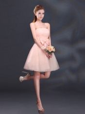 2015 Bowknot A Line Strapless Dama Dress with Lace Up