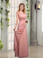 2015 Empire Appliques Ruching Scoop Dama Dresses