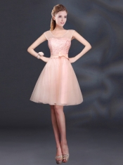 2015 Lace Up Organza Dama Dress with A Line