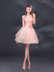 2015 Lace Up Organza Dama Dress with A Line