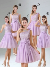 2015 Most Beautiful Chiffon A Line Dama Dress with Bowknot