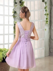 2015 Most Beautiful Chiffon A Line Dama Dress with Bowknot