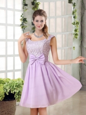 2015 Most Beautiful Chiffon A Line Dama Dress with Bowknot