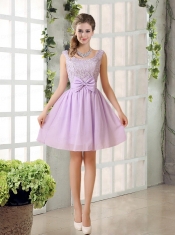 2015 Most Beautiful Chiffon A Line Dama Dress with Bowknot