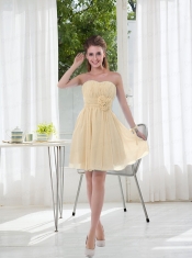 2015 Sweetheart Dama Dress with Ruching and Hand Made Flowers