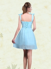 A Line Straps Bridesmaid Dresses with Ruching and Bowknot