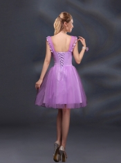 Elegant A Line Straps Lilac Dama Dresses with Appliques